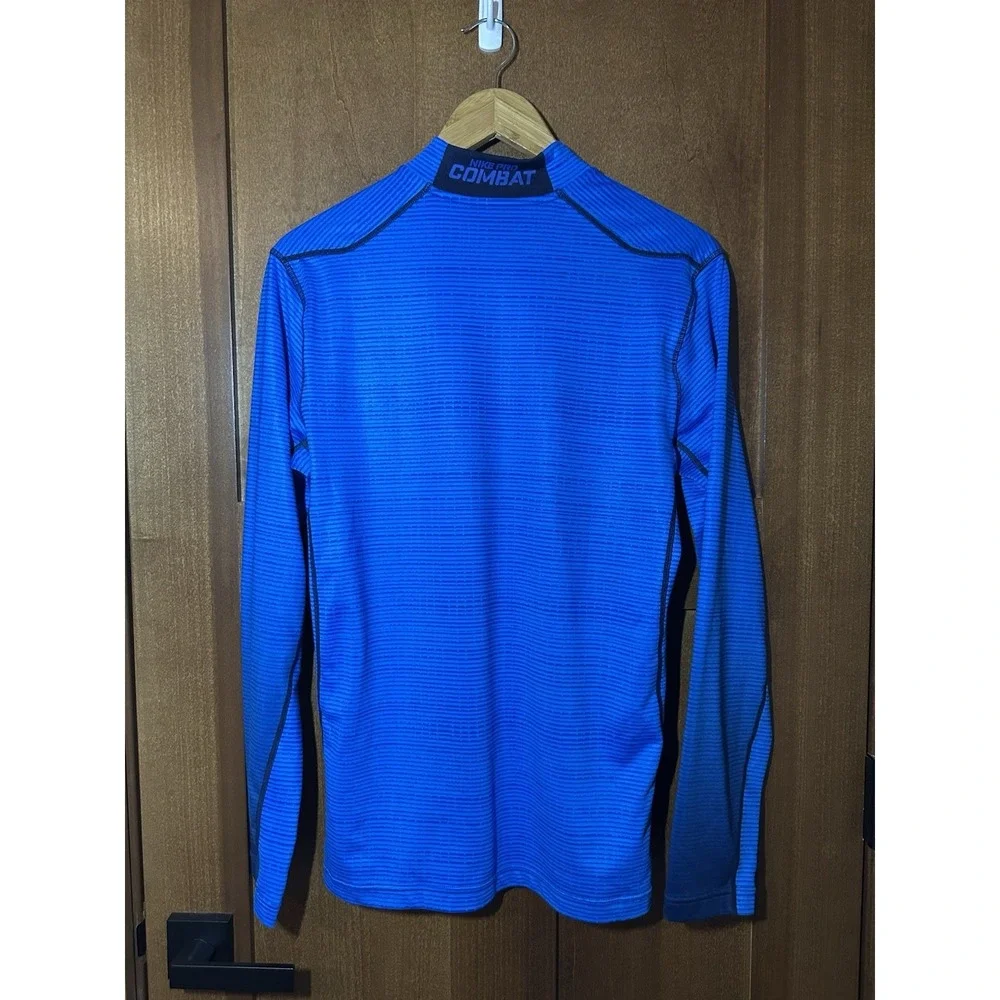 Nike Pro‎ Combat Hyperwarm Shirt Mens Medium Blue Compression Mock Neck